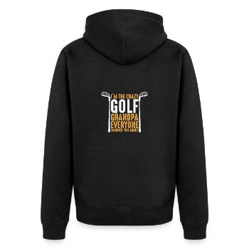 Golfer Opa Golfen Golf Sport Golfclub Rentner - Unisex Premium Bio Zip Hoodie - Schwarz - Hinten - Nico (187cm)