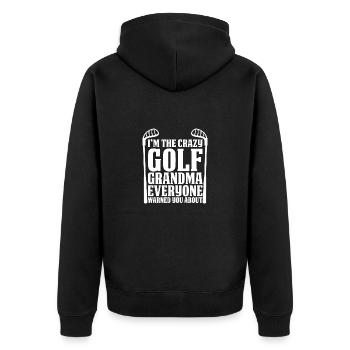 Die Golf Oma Grossmutter - Unisex Premium Bio Zip Hoodie - Schwarz - Hinten - Nico (187cm)