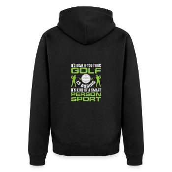 Golf Golfer Gift Hobby Club Quote - Unisex Premium Organic Zip Hoodie - black - Back - Nico (187cm)