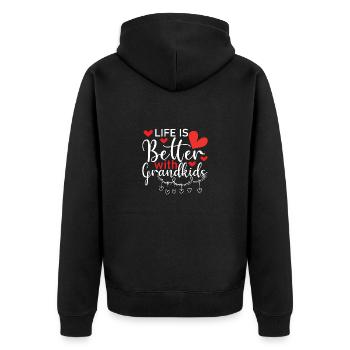 Großeltern Enkelkinder Opa Oma Enkel - Unisex Premium Bio Zip Hoodie - Schwarz - Hinten - Nico (187cm)