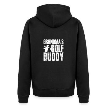 The Golf Grandma Grandmother Buddy Friend Grandchild - Unisex Premium Organic Zip Hoodie - black - Back - Nico (187cm)