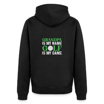 Golfer Opa Golfen Golf Sport Golfclub Rentner - Unisex Premium Bio Zip Hoodie - Schwarz - Hinten - Nico (187cm)