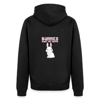 Rabbits Pet Love - Unisex Premium Organic Zip Hoodie - black - Back - Nico (187cm)
