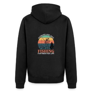 Angeln Ehemann Ehefrau - Unisex Premium Bio Zip Hoodie - Schwarz - Hinten - Nico (187cm)