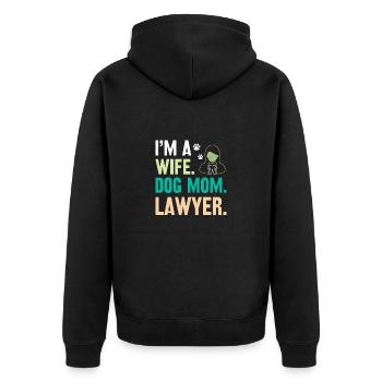 Ehefrau Hundebesitzerin Anwältin Juristin - Unisex Premium Bio Zip Hoodie - Schwarz - Hinten - Nico (187cm)
