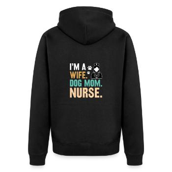 Ehefrau Hundebesitzerin Krankenschwester Medizin - Unisex Premium Bio Zip Hoodie - Schwarz - Hinten - Nico (187cm)