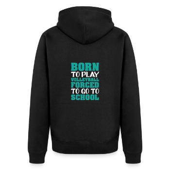Volleyball Volley Aufschlag Volleyballspieler - Unisex Premium Bio Zip Hoodie - Schwarz - Hinten - Nico (187cm)