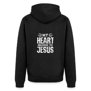 Christentum Jesus Religion Glaube Kreuz Gebet - Unisex Premium Bio Zip Hoodie - Schwarz - Hinten - Nico (187cm)