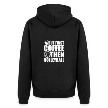 Volleyball Aufschlag Volleyballspieler Kaffee - Unisex Premium Bio Zip Hoodie - Schwarz - Hinten - Nico (187cm)