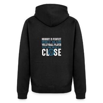 Volleyball Volley Aufschlag Volleyballspieler - Unisex Premium Bio Zip Hoodie - Schwarz - Hinten - Nico (187cm)