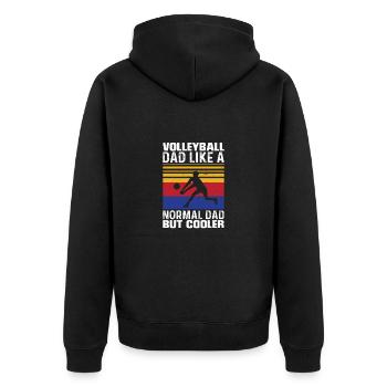 Volleyball Vater Lustig Volleyball Vater - Unisex Premium Bio Zip Hoodie - Schwarz - Hinten - Nico (187cm)