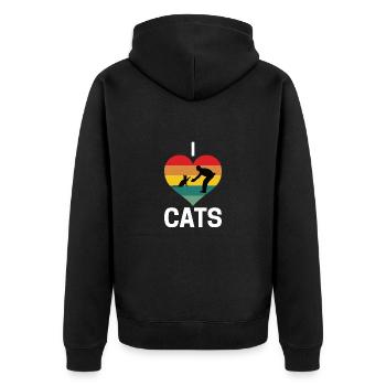 Real men love cats cat man cat father - Unisex Premium Organic Zip Hoodie - black - Back - Nico (187cm)