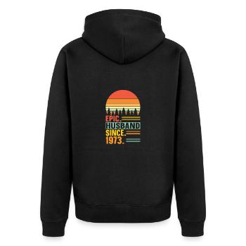Best Husband Since 1973 - Anniversary Gift - Unisex Premium Organic Zip Hoodie - black - Back - Nico (187cm)