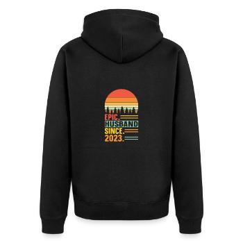 Best Husband Since 2023 - Anniversary Gift - Unisex Premium Organic Zip Hoodie - black - Back - Nico (187cm)