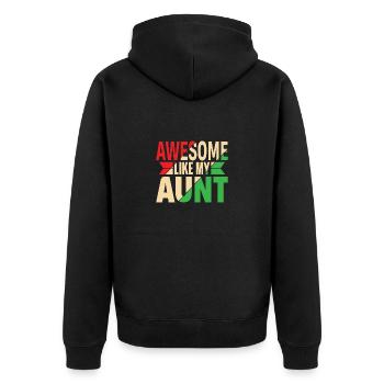 Verrückte Tante Spruch - Unisex Premium Bio Zip Hoodie - Schwarz - Hinten - Nico (187cm)