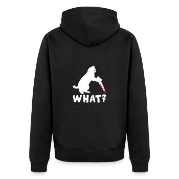 Katze Katzen Spruch lustig Messer - Unisex Premium Bio Zip Hoodie - Schwarz - Hinten - Nico (187cm)
