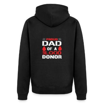 Blutspende Blutspenden Blutspender Vater Sohn - Unisex Premium Bio Zip Hoodie - Schwarz - Hinten - Nico (187cm)