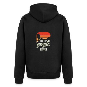 Wandern Camping Outdoor Sprüche Camper Wanderer - Unisex Premium Bio Zip Hoodie - Schwarz - Hinten - Nico (187cm)
