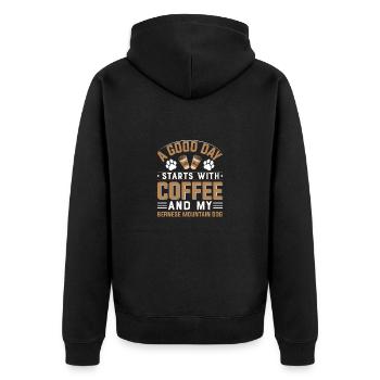 Café chien de montagne bernois Café chien - Veste à capuche bio Premium Unisexe - noir - Dos - Nico (187cm)