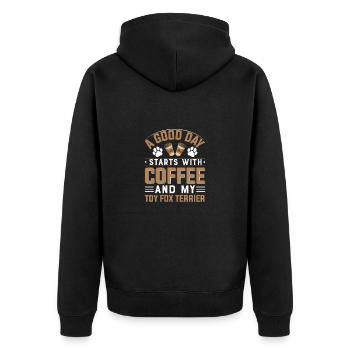 Toy Fox Terrier Café Boire de la caféine Chiens - Veste à capuche bio Premium Unisexe - noir - Dos - Nico (187cm)