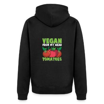 Pflanzliches Essen Vegan Gemüse Gesund Klimawandel - Unisex Premium Bio Zip Hoodie - Schwarz - Hinten - Nico (187cm)