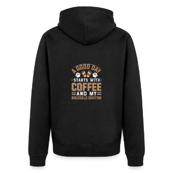 Brussels Griffon Brussels dog breed coffee - Unisex Premium Organic Zip Hoodie - black - Back - Nico (187cm)