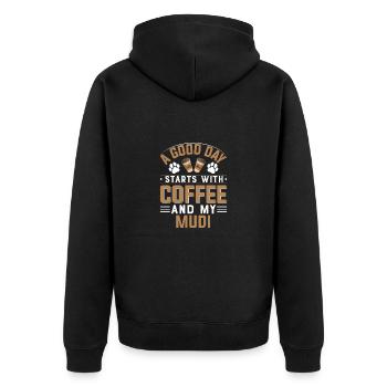 Mudi Hunderasse Kaffee Trinken Koffein Koffein - Unisex Premium Bio Zip Hoodie - Schwarz - Hinten - Nico (187cm)