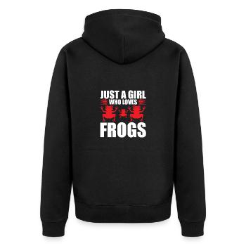 Frosch Mädchen Kinder Frösche - Unisex Premium Bio Zip Hoodie - Schwarz - Hinten - Nico (187cm)