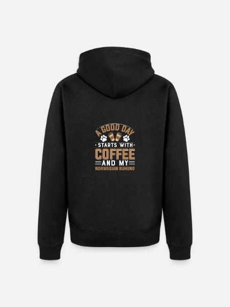 Norwegian Buund Coffee Drinking Caffeine Paw - Unisex Premium Organic Zip Hoodie - black