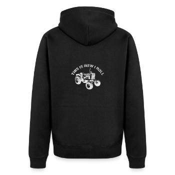 Farmer Tractor Agriculture Farmer Tractor Farm - Unisex Premium Organic Zip Hoodie - black - Back - Nico (187cm)
