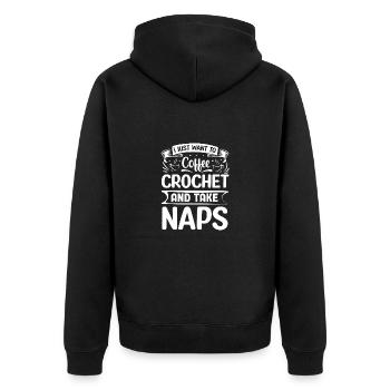 Häkeln Häkeln Kaffee Häkeln Strickerin Näherin - Unisex Premium Bio Zip Hoodie - Schwarz - Hinten - Nico (187cm)
