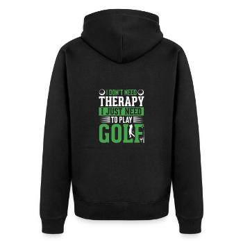 Golf Golfer Geschenk Hobby Verein Spruch - Unisex Premium Bio Zip Hoodie - Schwarz - Hinten - Nico (187cm)