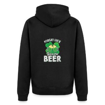 Happy Saint Patrick's Day Rainbow Gold Leprechaun - Unisex Premium Organic Zip Hoodie - black - Back - Nico (187cm)