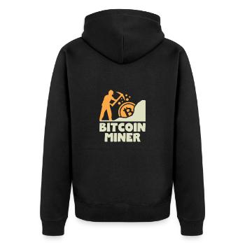 Bitcoin BTC Satoshi Miner Mining Maximalist - Unisex Premium Organic Zip Hoodie - black - Back - Nico (187cm)
