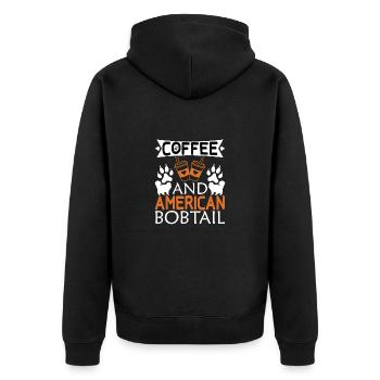 American bobtail Kaffee Trinken Koffein Pfote Hund - Unisex Premium Bio Zip Hoodie - Schwarz - Hinten - Nico (187cm)