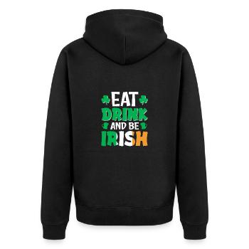 Happy Saint Patrick's Day Rainbow Gold Leprechaun - Unisex Premium Organic Zip Hoodie - black - Back - Nico (187cm)