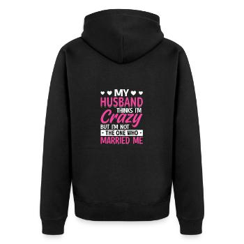 Crazy Wife Mari Cadeau Drôle - Veste à capuche bio Premium Unisexe - noir - Dos - Nico (187cm)