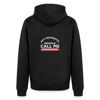 Oma Rentnerin Omi Enkelsohn Enkeltochter Großmama - Unisex Premium Bio Zip Hoodie - Schwarz - Hinten - Nico (187cm)