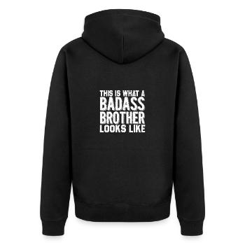 Grand frère famille parents progéniture enfant - Veste à capuche bio Premium Unisexe - noir - Dos - Nico (187cm)