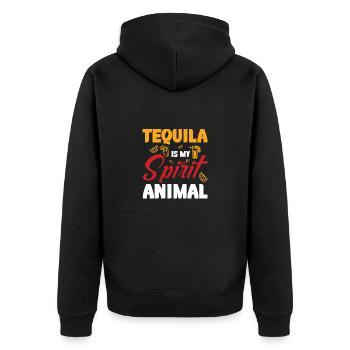 Tequila, citrons verts, citrons et soleil - Veste à capuche bio Premium Unisexe - noir - Dos - Nico (187cm)