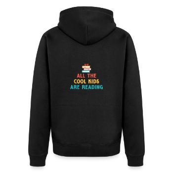 Reading Child Book Children Bookworm Books Gift - Unisex Premium Organic Zip Hoodie - black - Back - Nico (187cm)