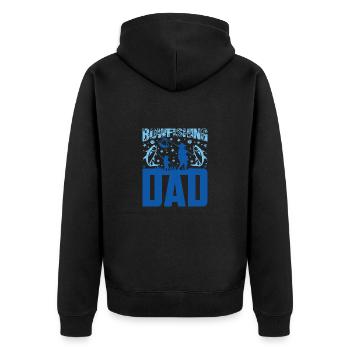 Bogenfischer Bogenfischen Bogenangeln Vater Papa - Unisex Premium Bio Zip Hoodie - Schwarz - Hinten - Nico (187cm)