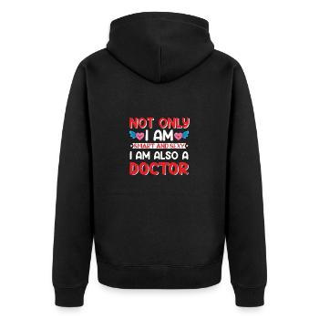 Doktortitel Spruch - sexy Doktor lustig - Unisex Premium Bio Zip Hoodie - Schwarz - Hinten - Nico (187cm)