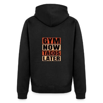 Taco Fitness Gym Mexico Mexican Tacos Gift - Unisex Premium Organic Zip Hoodie - black - Back - Nico (187cm)