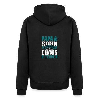 Papa und Söhne Sohn Vater Sohn - Unisex Premium Bio Zip Hoodie - Schwarz - Hinten - Nico (187cm)