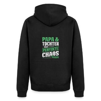 Vater Tochter Partnerlook Kleidung Beziehung Papa - Unisex Premium Bio Zip Hoodie - Schwarz - Hinten - Nico (187cm)