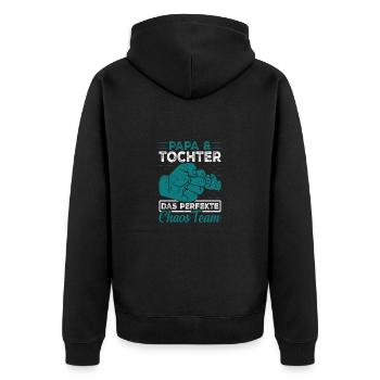 Vater Tochter Partnerlook Kleidung Beziehung Papa - Unisex Premium Bio Zip Hoodie - Schwarz - Hinten - Nico (187cm)
