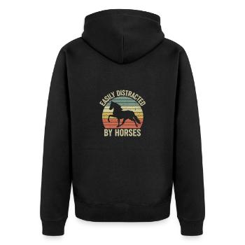 Reitpferd Pferdebesitzer Pferdezitat Reiten Rennen - Unisex Premium Bio Zip Hoodie - Schwarz - Hinten - Nico (187cm)
