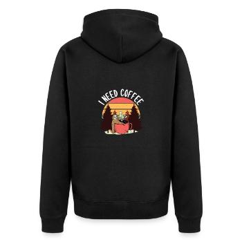 Coffee Sarcasm Friends Happiness Sloth Cappuccino - Unisex Premium Organic Zip Hoodie - black - Back - Nico (187cm)