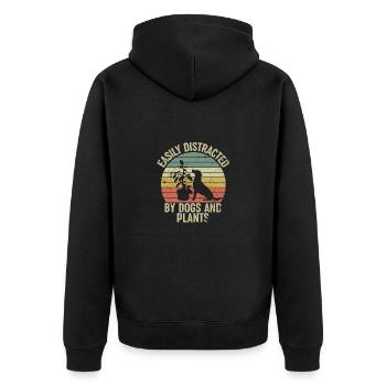 Hund Pflanzen Garten - Unisex Premium Bio Zip Hoodie - Schwarz - Hinten - Nico (187cm)